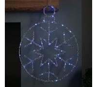 Samuel Alexander 49Cm Battery Powered Light Up Silver Christmas Snowflake Ball With Blue Twinkling Leds