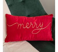Samuel Alexander 49cm Red Merry Christmas Cushion with Gold Lettering & Trim Samuel Alexander Red