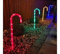 Samuel Alexander 4Pcs 62Cm Premier Outdoor Multicoloured Christmas Candy Cane Led Path Lights For Garden