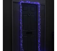 Samuel ALEXANDER 5.5m 800 LED UltraBrights Christmas Door Cluster Lights with Timer in Blue, Purple & White on Silver Wire