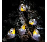 Samuel Alexander 5 Acrylic Indoor Outdoor Robin Christmas Lights with 30 Ice White LEDs