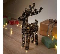 Samuel Alexander 50Cm Battery Operated Light Up Black & Gold Braid Christmas Reindeer With Warm White Leds