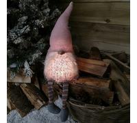 Samuel Alexander 50cm Christmas Sitting Female Light Up LED Gonk with Dangly Legs in Pink Hat