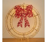 50cm Galaxy Light Up Christmas Wreath 1440 Warm White LEDs Red Bow
