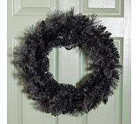 Samuel Alexander 50cm Plain Black Tipped Hanging Christmas & Halloween Artificial Wreath Samuel Alexander Black