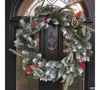 Samuel Alexander 50cm Premier New Jersey Christmas Wreath PVC Snowy Tips With Festive Berries And Cone