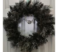 Samuel Alexander 50cm Premier PVC Plain Black Tipped Artificial Christmas Halloween Wreath