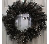 Samuel Alexander 50cm Premier PVC Plain Black Tipped Artificial Christmas Halloween Wreath Samuel Alexander Black
