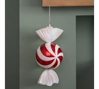 Samuel Alexander 50Cm Red And White Stripe Hanging Bauble Christmas Candy Decoration