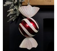 Samuel Alexander 50Cm Red And White Stripe Hanging Christmas Candy Bauble Decoration