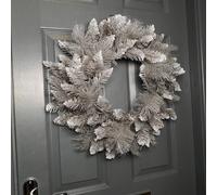 Samuel Alexander 50Cm Snow Tipped Hanging Christmas Wreath With Silver Glitter Branches