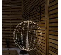Samuel Alexander 50Cm White Metal Folding Christmas Ball With 256 Warm White Leds