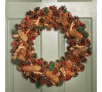 Samuel Alexander 50Cm Winter Spice Hanging Christmas Wreath With Pine Cones Red Berries & Dried Fruit, Brown