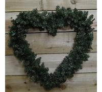 Samuel Alexander 50Cm X 55Cm Luxury Heart Shaped Pine Christmas Door Wreath In Plain Green