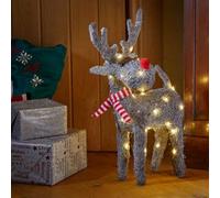 Samuel Alexander 51Cm Battery Operated Rattan Woven Blitzen Reindeer With Warm White Leds