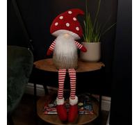 Samuel Alexander 53Cm Stripey Red Plush Sitting Christmas Boy Gonk With Dangly Legs And Mushroom Hat