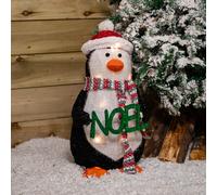 55cm Battery Operated Christmas Penguin with Red Hat and LEDs