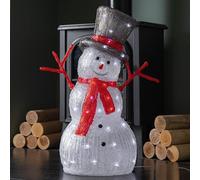 Samuel ALEXANDER 55cm Light up Acrylic Christmas Snowman with Top Hat & Scarf with White LEDs