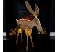 Samuel Alexander 56Cm Battery Operated Light Up 3D Wooden Christmas Reindeer With Warm White Leds