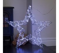 Samuel Alexander 58Cm Light Up Silver Galaxy Star Christmas Decoration With Cool White Leds