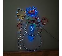 59cm x 45cm Light up FlexiBrights Christmas Snowman Silhouette with 238 Multi-Coloured LEDs