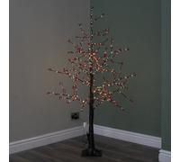 Samuel Alexander 5Ft (1.5M) Light Up Black Christmas Twig Tree With Red Berries & Warm White Leds