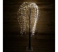Samuel Alexander 5Ft 1.5M Premier Christmas Brown Flocked Staticorflashing 540 Led Willow Tree In White Mix