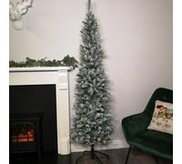 Samuel Alexander 6.5Ft (2M) Premier Snow Flocked Pvc Spruce Pine Slim Christmas Tree In Green