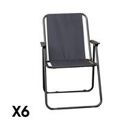 Samuel Alexander 6 Pack Black Folding Canvas Outdoor Chairs with Plastic Arm Rests Samuel Alexander Black