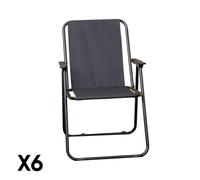 Samuel Alexander 6 Pack Black Lightweight Foldable Canvas Chair With Plastic Armrests