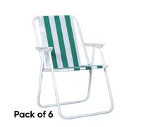 Samuel Alexander 6 Pack of Outdoor Green & White Stripe Camping Chairs with Armrests Samuel Alexander Green