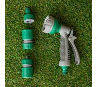 Samuel Alexander 6 Pattern Garden Hose Pipe Spray Gun Set With Fittings