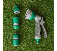 Samuel Alexander 6 Pattern Garden Hose Pipe Spray Gun Set with Fittings in Green Samuel Alexander Green