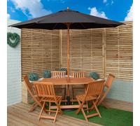 Samuel Alexander 6 Person Folding Wooden Garden Dining Table Chairs Parasol & Base in Black Samuel Alexander Black 6 Person