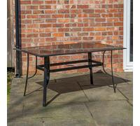 Samuel Alexander 6 Person Rectangular Black Garden Patio Table With Glass Top & Parasol Hole