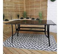 Samuel Alexander 6 Person Rectangular Black Garden Patio Table with Glass Top & Parasol Hole Samuel Alexander Black