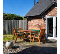 Samuel Alexander 6 Seater Wooden Garden Furniture Set. Table, Chairs & Green Cushions Samuel Alexander Green