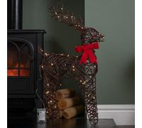 Samuel ALEXANDER 60cm Battery Operated Light up Christmas Reindeer with Red Bow & Warm White LEDs