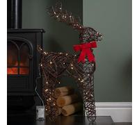 Samuel ALEXANDER 60cm Battery Operated Light up Christmas Reindeer with Red Bow & Warm White LEDs