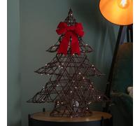 Samuel Alexander 60Cm Battery Operated Light Up Christmas Tree With Red Bow & 60 Warm White Leds