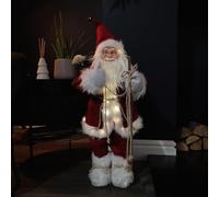 Samuel ALEXANDER 60cm Battery Operated Red Standing Light up Santa Claus with Brown Woven Sack