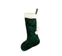 Samuel ALEXANDER 60cm Green Christmas Stocking with White Cuff and Pom Poms - Large Festive Holiday Stocking for Gifts and Decoration
