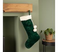 Samuel Alexander 60cm Green Christmas Stocking with White Cuff & Pom Poms Samuel Alexander Green