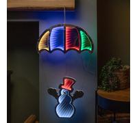 Samuel Alexander 60Cm Infinity Light Up Hanging Parachute Snowman Christmas Decoration With Multi Coloured Leds