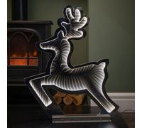Samuel Alexander 60Cm Infinity Light Up Leaping Reindeer Christmas Decoration With Ice White Leds On Metal Base