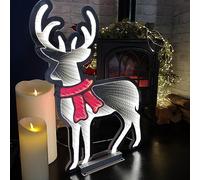 60cm LED Standing Reindeer Infinity Christmas Decoration with Metal Base in White Samuel Alexander Multi One Size