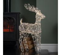 Samuel Alexander 60Cm Light Up Clear Beaded Christmas Reindeer Decoration With 500 Warm White Leds