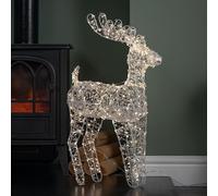 Samuel ALEXANDER 60cm Light up Clear Beaded Christmas Reindeer Decoration with 500 Warm White LEDs
