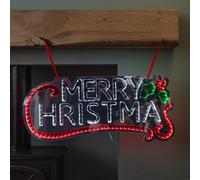 60cm Light up Hanging Merry Christmas Infinity Mirror Decoration with LEDs