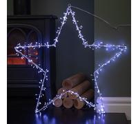 Samuel Alexander 60cm Light up Metal Hanging Christmas Star Decoration with 280 White LEDs Samuel Alexander White